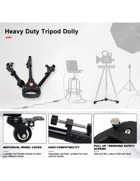 Dolly de Trípode Kingjoy VX-600 con Ruedas de Goma 5.08 cm