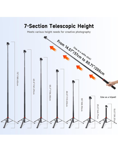 Trípode de Aluminio YSKE 205 cm Ajustable para Cámara y Luz