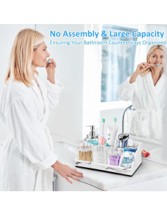 Organizador de Baño MSBRCH de Mármol Blanco con Dispensador 3PCS 2