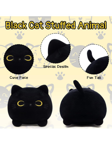 Almohada de Peluche Gato Negro Kawaii LSYDCARM 20x12cm