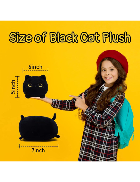 Almohada de Peluche Gato Negro Kawaii LSYDCARM 20x12cm Almohada de Peluche Gato Negro Kawaii LSYDCARM 20x12cm