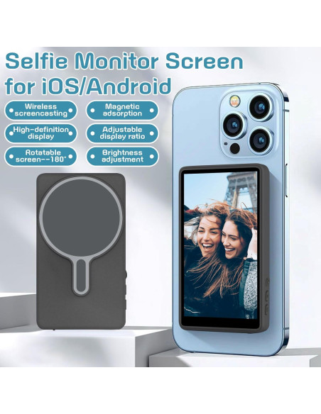 Monitor de selfies inalámbrico Musoumars T1P 4" HD Gris