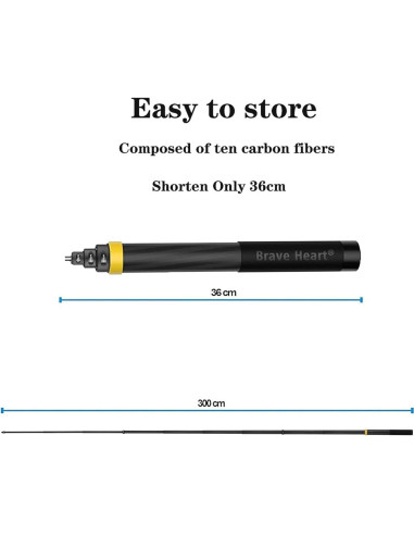 Selfie Stick Extensible 300 cm Fibra de Carbono Brave Heart
