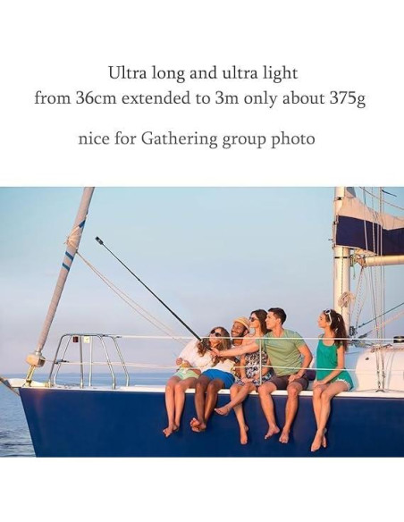Selfie Stick Extensible 300 cm Fibra de Carbono Brave Heart