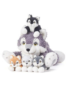 Juguete de Peluche Mamá Lobo IKASA 45.72 cm con Bebés