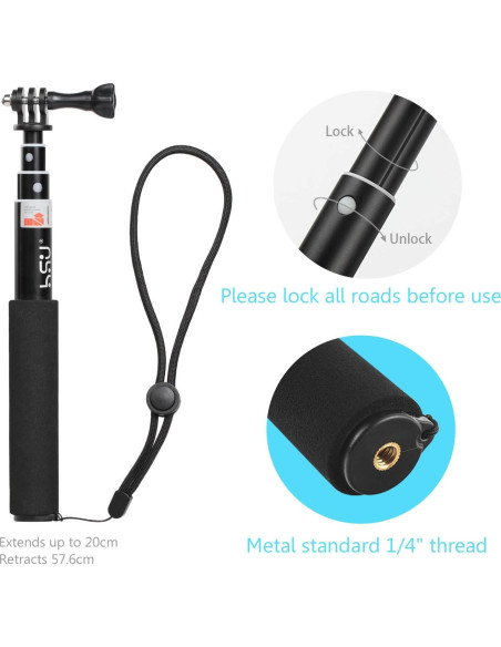 HSU Selfie Stick Telescópico Impermeable para GoPro y Móviles