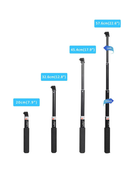 HSU Selfie Stick Telescópico Impermeable para GoPro y Móviles