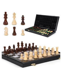 Juego de Ajedrez de Madera Plegable 38x19 cm - Agirlgle