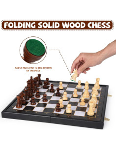 Juego de Ajedrez de Madera Plegable 38x19 cm - Agirlgle 2