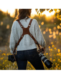 Correa de cámara doble ajustable Cocoarm de cuero 2