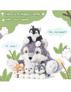 Juguete de Peluche Mamá Lobo IKASA 45.72 cm con Bebés 2