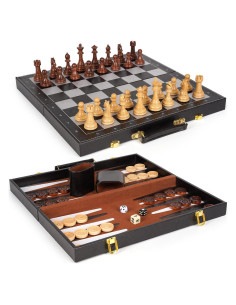 Juego de Mesa 3-en-1 Ajedrez Damas Backgammon Agirlgle