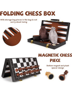 Juego de Mesa 3-en-1 Ajedrez Damas Backgammon Agirlgle 2