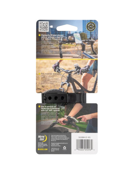 Soporte de Manillar para Smartphone Nite Ize Squeeze Negro - Rotativo 360