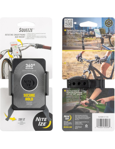 Soporte de Manillar para Smartphone Nite Ize Squeeze Negro - Rotativo 360