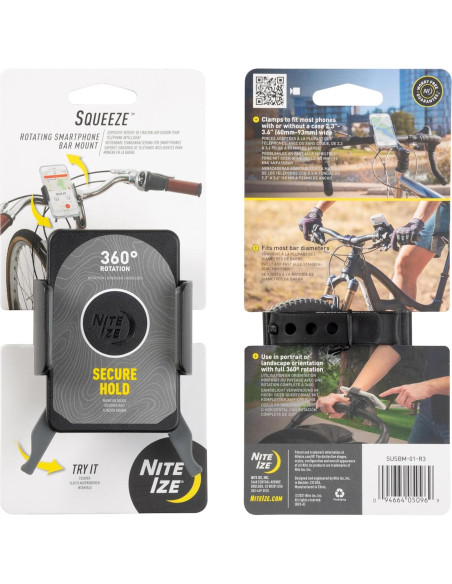 Soporte de Manillar para Smartphone Nite Ize Squeeze Negro - Rotativo 360