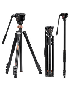 Trípode de Video Cayer FP2450 Aluminio 75.2" Cabezal Fluido