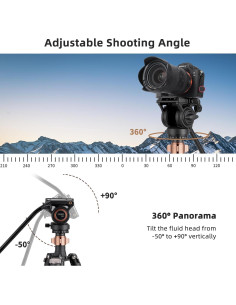 Trípode de Video Cayer FP2450 Aluminio 75.2" Cabezal Fluido 2