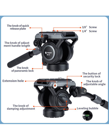 Cabezal de trípode Fotopro CSFHMH15HYAABK, 6kg, 360