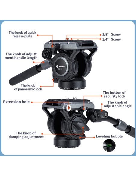 Cabezal de trípode Fotopro CSFHMH15HYAABK, 6kg, 360