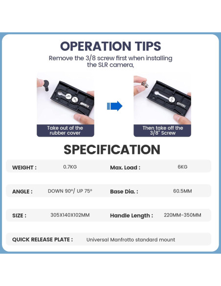 Cabezal de trípode Fotopro CSFHMH15HYAABK, 6kg, 360