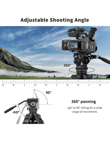 Cabezal de Video Fluido Cayer K10 Pro 75mm, Carga 10 kg