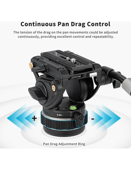 Cabezal de Video Fluido Cayer K10 Pro 75mm, Carga 10 kg