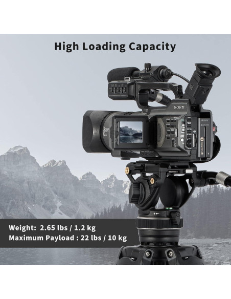 Cabezal de Video Fluido Cayer K10 Pro 75mm, Carga 10 kg