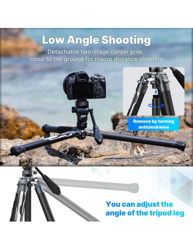 Trípode de Viaje ULANZI F38 Fibra de Carbono 1.08kg 61.4"