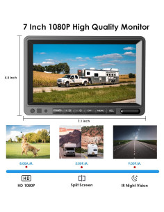 Sistema de Cámara de Respaldo Inalámbrica ZEROXCLUB WX02 7" HD 2