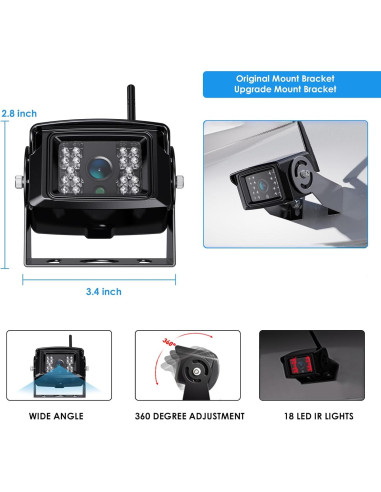 Sistema de Cámara de Respaldo Inalámbrica ZEROXCLUB WX02 7" HD