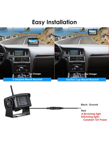 Sistema de Cámara de Respaldo Inalámbrica ZEROXCLUB WX02 7" HD