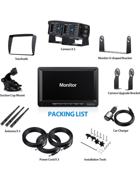 Sistema de Cámara de Respaldo Inalámbrica ZEROXCLUB WX02 7" HD