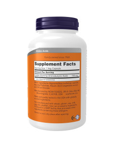 Suplemento GABA NOW Foods 750mg 200 Cápsulas Veganas 2