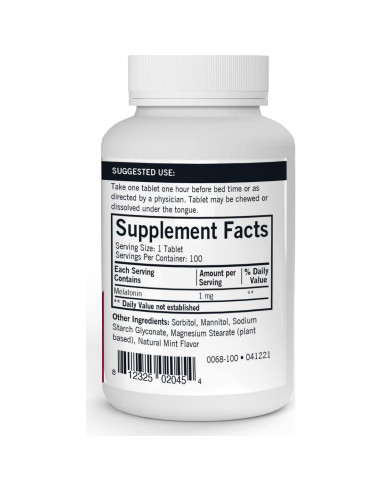 Tabletas Masticables de Melatonina Kirkman 1 mg - 100 Unidades - Sabor Menta