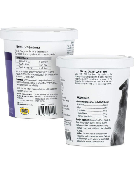 Suplemento Calmante para Perros GNC Pets 60 Unidades Sabor Tocino