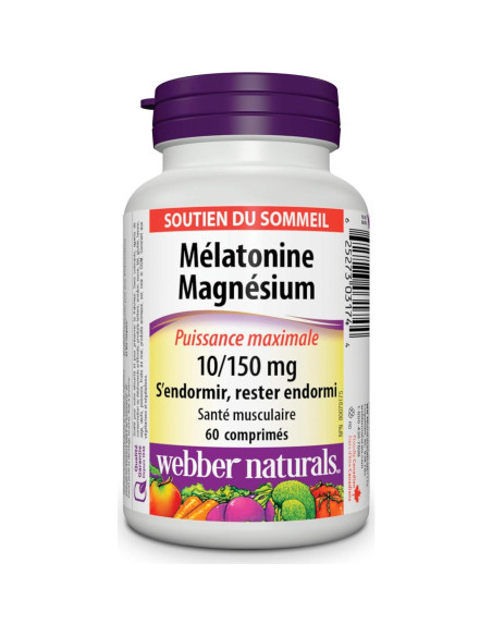 Melatonina 10 mg y Magnesio 150 mg Webber Naturals 60 Tabletas