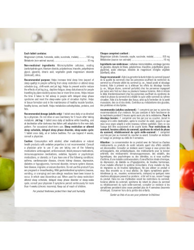 Melatonina 10 mg y Magnesio 150 mg Webber Naturals 60 Tabletas