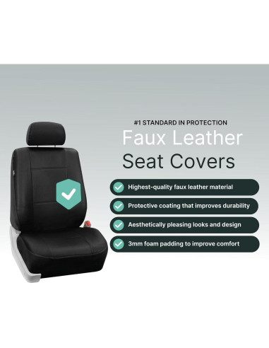 Cubiertas de Asiento de Coche FH Group PU Negro Ajuste Universal