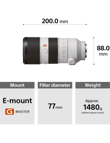 Lente Telefoto Sony FE 70-200mm f/2.8 GM OSS - 1.48kg