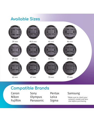 Tapa de Lente Frontal 40.5mm Cam Design para DSLR Canon Nikon Sony