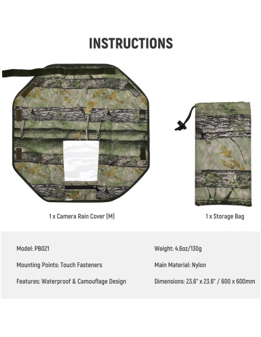 Funda Impermeable para Cámara NEEWER Talla M Nylon Camuflaje