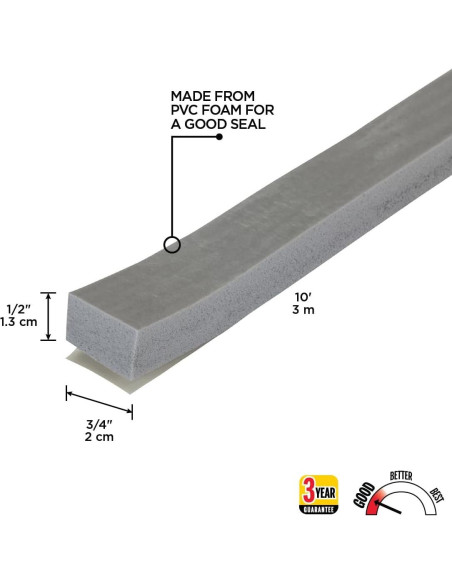 Burlete de Celdas Cerradas M-D 02311 1.27 cm x 3.05 m Gris