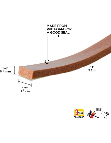 Sello de Ventana de Espuma M-D 02816 0.64 cm x 1.27 cm x 5.18 m