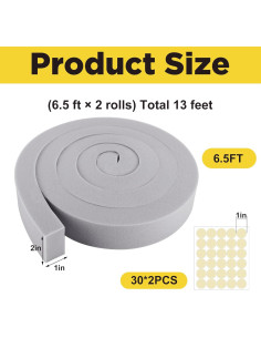 Cinta de Sellado de Espuma para Aire Acondicionado moonoom 2 Pcs 2.54cm x 3.96m 2