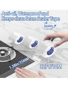 Cinta Selladora Impermeable ZOMPAGO 10m x 35mm para Baño y Cocina 2