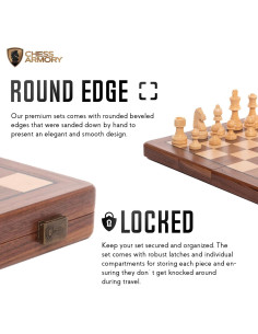 Juego de Ajedrez Magnético 38x38cm Chess Armory - Madera de Nogal 2