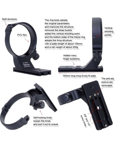 Anillo de Montaje en Trípode iShoot IS-Z1860 para Nikon Z 180-600mm
