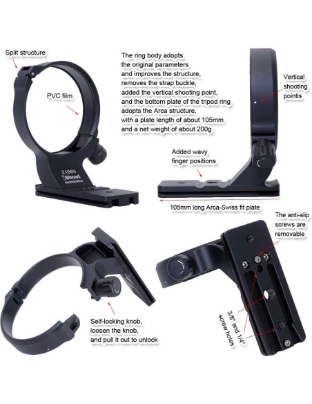 Anillo de Montaje en Trípode iShoot IS-Z1860 para Nikon Z 180-600mm