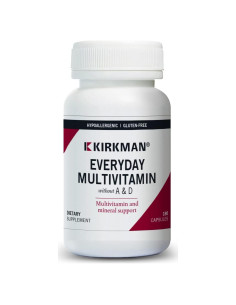 Multivitamínico Diario Kirkman Sin A y D - 180 Cápsulas - Hipoalergénico